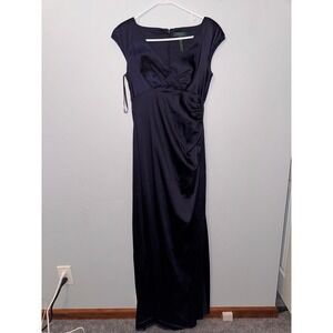 Lauren Ralph Lauren Women's Navy Blue Satin Sleeveless Dress